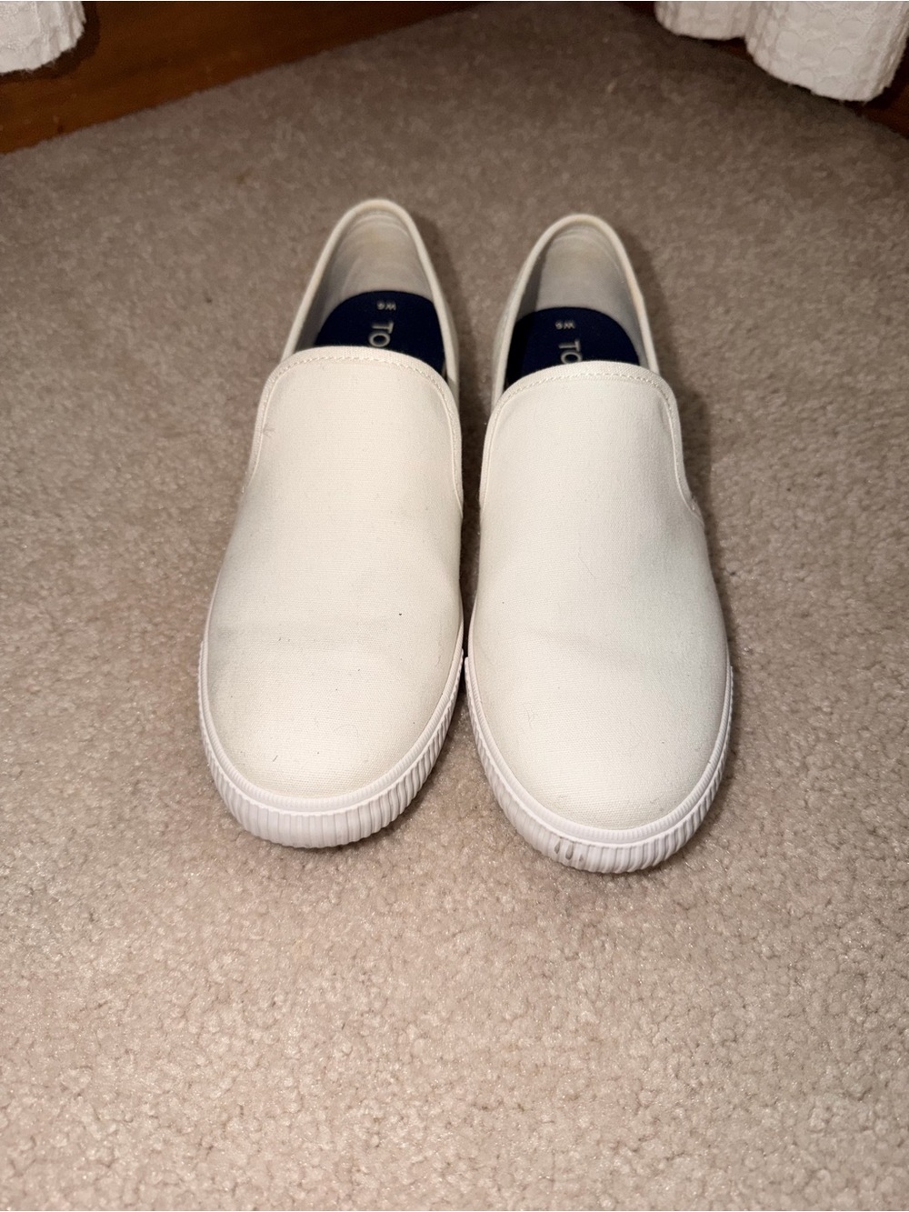 Toms Women's White Slip-On Canvas Flats